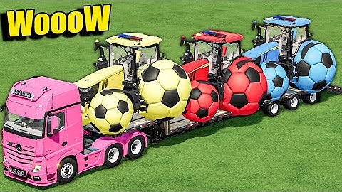 TRACTOR OF COLORS ! CRAZY LOADING STRAW with CAT LOADERS ! Farming Simulator 22