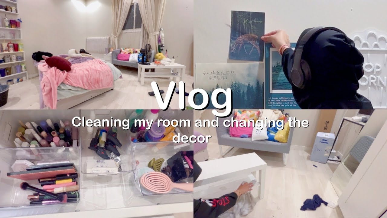 #فلوق : •تغير ديكور غرفتي + تنظيف عميق للغرفه 🧽🛏️ | Cleaning my room and changing the decor #vlog 
