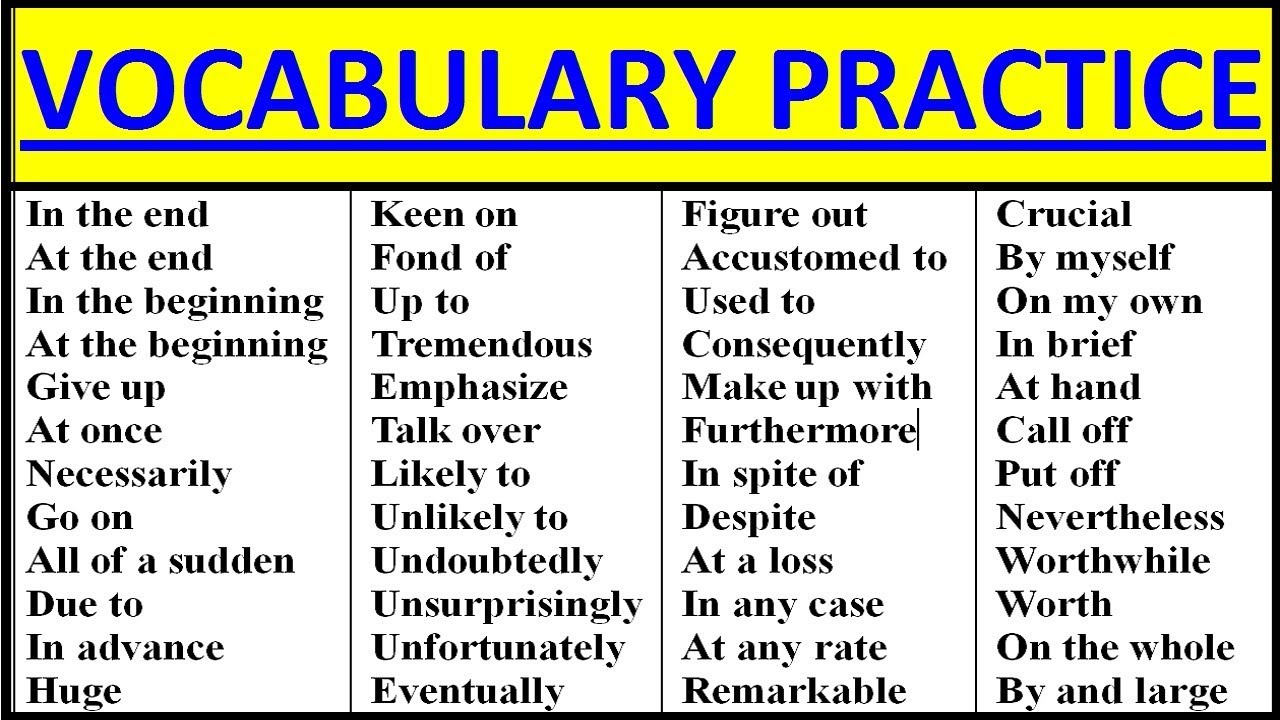 Learn new vocabulary. Vocabulary Practice. Practicing Vocabulary. Vocabulary in Practice. Advanced Words in English.