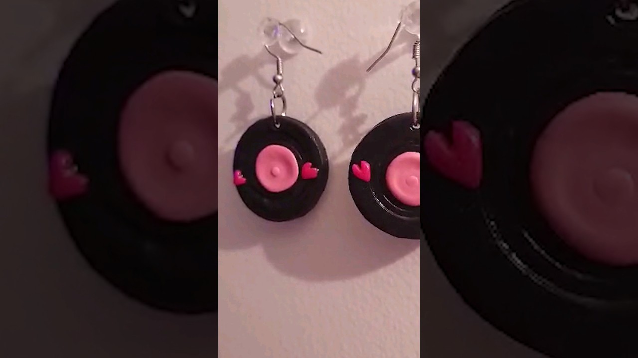 Desireable Valentine's Vinyl Polymer Clay Earrings  #polymerclay #shorts  #diy