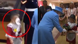 Little girl accidentally hit in the face by soldier after meeting the Queen.