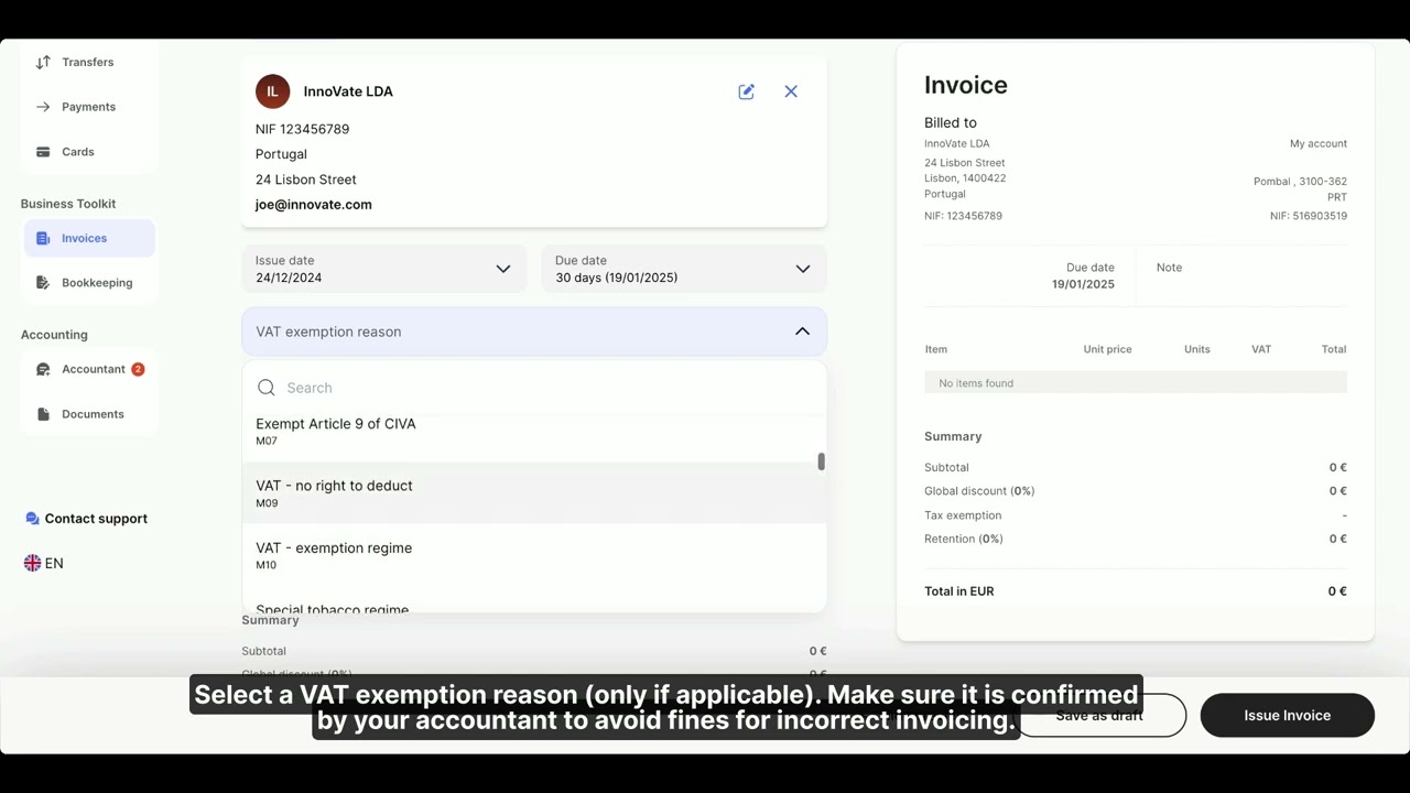 How to issue a certified Invoice with Rauva