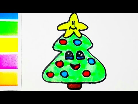 Cómo dibujar un Árbol de Navidad. How to draw cute Christmas tree .Как ...