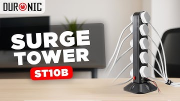 Duronic ST10B Surge Protected Extension Lead Tower | 10 Way Multi Plug Power Strip with USB