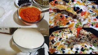 بيتزا. 🍕بطريقه احترافيه.مثل المطاعم / العجينه + الصلصه في فيديو واحد ..خطوه بخطوه..مستحيل تفشل. وعد