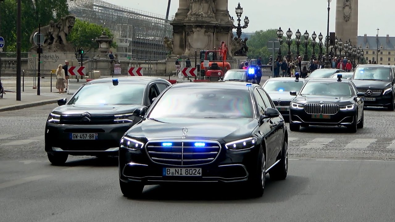 New German Chancellor Arrives in Paris – Massive Official Convoy