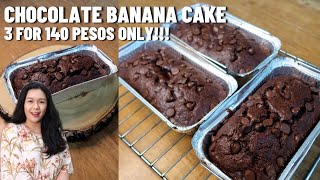 No Oven Chocolate Banana Cake 3 for 140 Pesos only! | with Costing