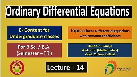 Lect. 14- Linear Differential Equations with constant coefficients