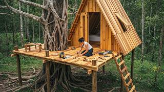 Full Video: Building Tree Wooden House By Myself - Create Relaxing Getaway and Cook in the Forest