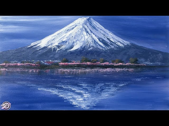 Mt. Fuji Painting | Fuji Mountain and Reflection on Lake
