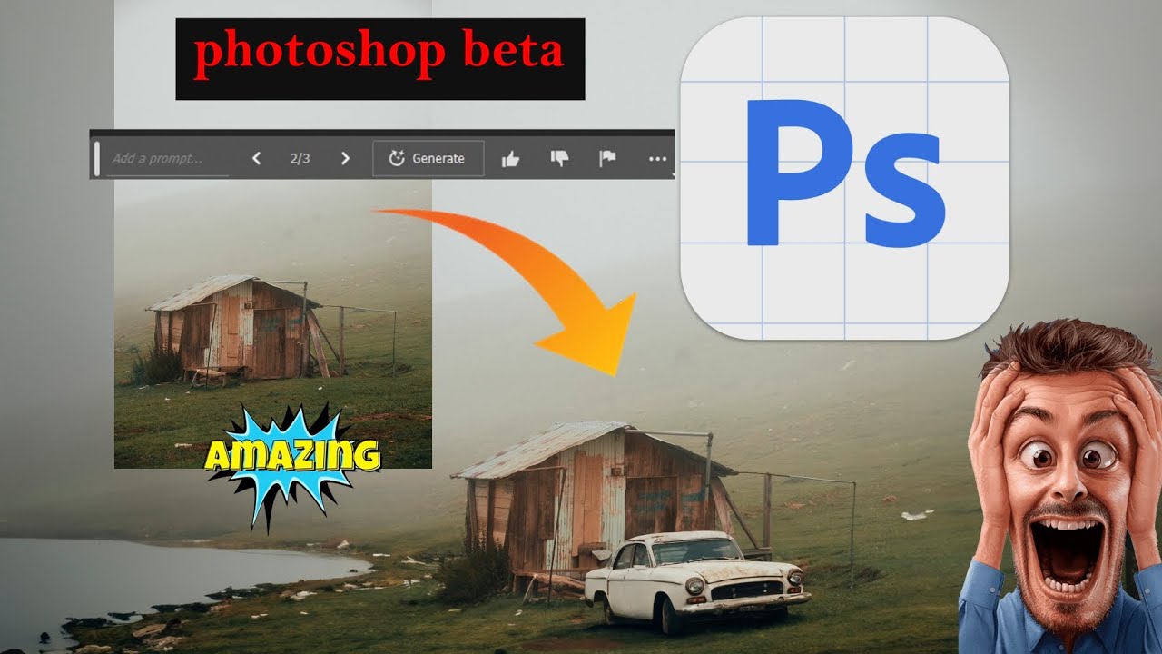 Generative Fill Create Old Car and Lake | It's Omg 😱 