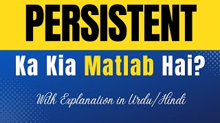 Persistent Meaning in Urdu With Explanation | Persistent Ka Kia Matlab Hota Hai | Urdu/Hindi