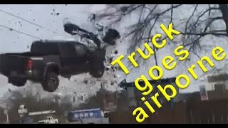 Truck goes airborne during police chase