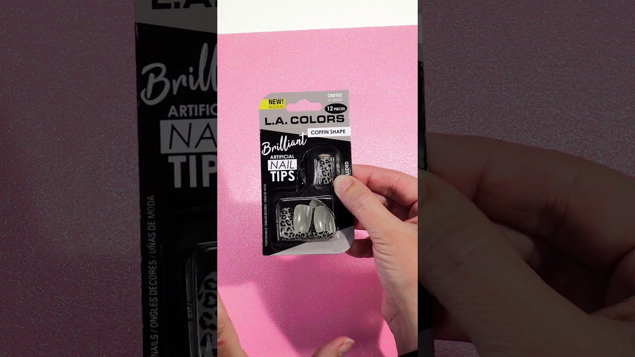 Cute L.A. Colors "So Spoiled" Gray Animal Print Coffin Shape Press On Nail Manicure! 