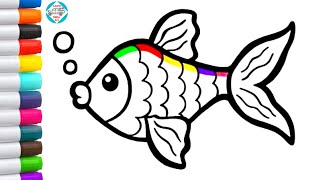 🐟 Fish Drawing and Coloring for Kids & Toddlers | Easy Fish Drawing Step by Step 🎨🖍️