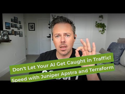 A screenshot of the video showing host James Kelly, Product Management, Sr. Director, Juniper Networks. Text over the screenshot says, “Don’t Let Your AI Get Caught in Traffic: Speed and Juniper Apstra and Terraform.”