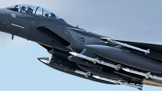 US Air Force F-15E Strike Eagle Fighter Jets Fly to Poland from the UK • NATO