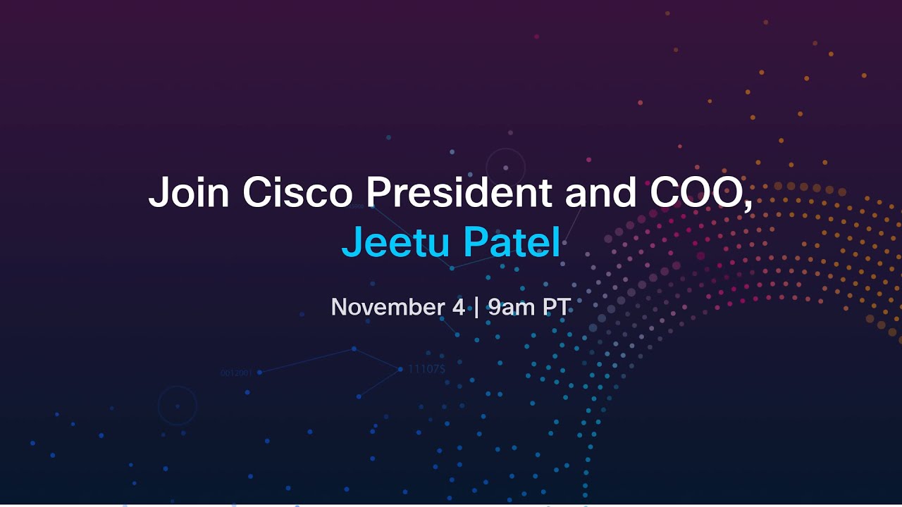 Join the Livestream with Cisco President & COO Jeetu Patel - Join Cisco President & COO Jeetu Patel on November 4th at 9am PST for a major announcement that pushes the frontier of AI.