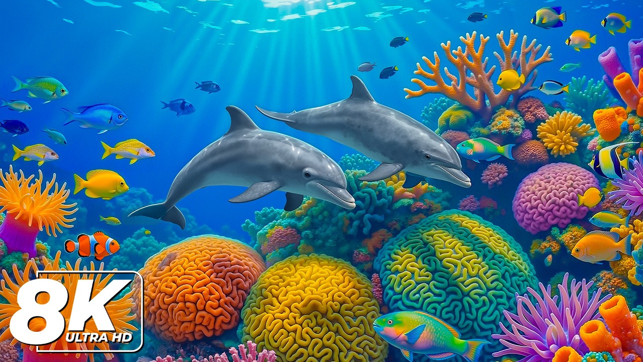 Relaxing Ocean Escape 8K ULTRA HD — Stunning Sea Animals & Soft Background Music