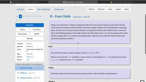 Codeforces 318A - Div2  - Even Odds (Arabic)