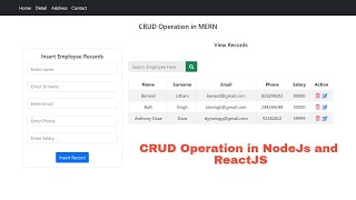 CRUD Operation in MERN | CRUD Operation in Nodejs with ReactJS | REST API in Nodejs