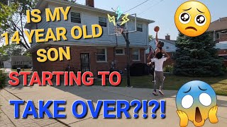 1v1! Is My 14 Year Old Son TAKING OVER?!? 😱😱 #hoops #basketball #fyp