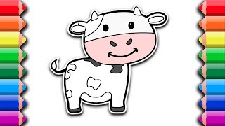 How to draw and color a happy cow Coloring pages for kids