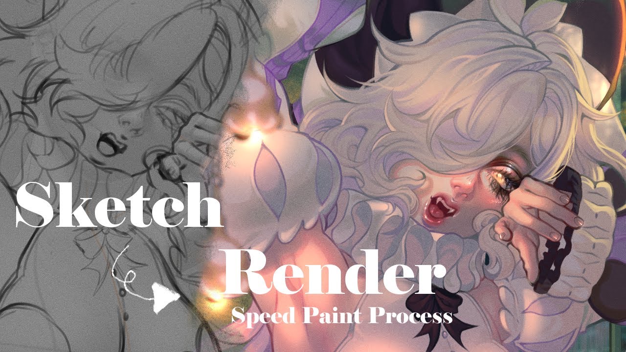 From Sketch to Render 💖 My illustration process [ ipad speedpaint clip ...