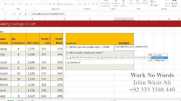 3. Lookups to Left values in Excel 2013 Urdu Tutorials by Irfan Bakaly