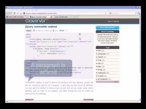 JQUERY Tutorial : jQuery removeAttr method