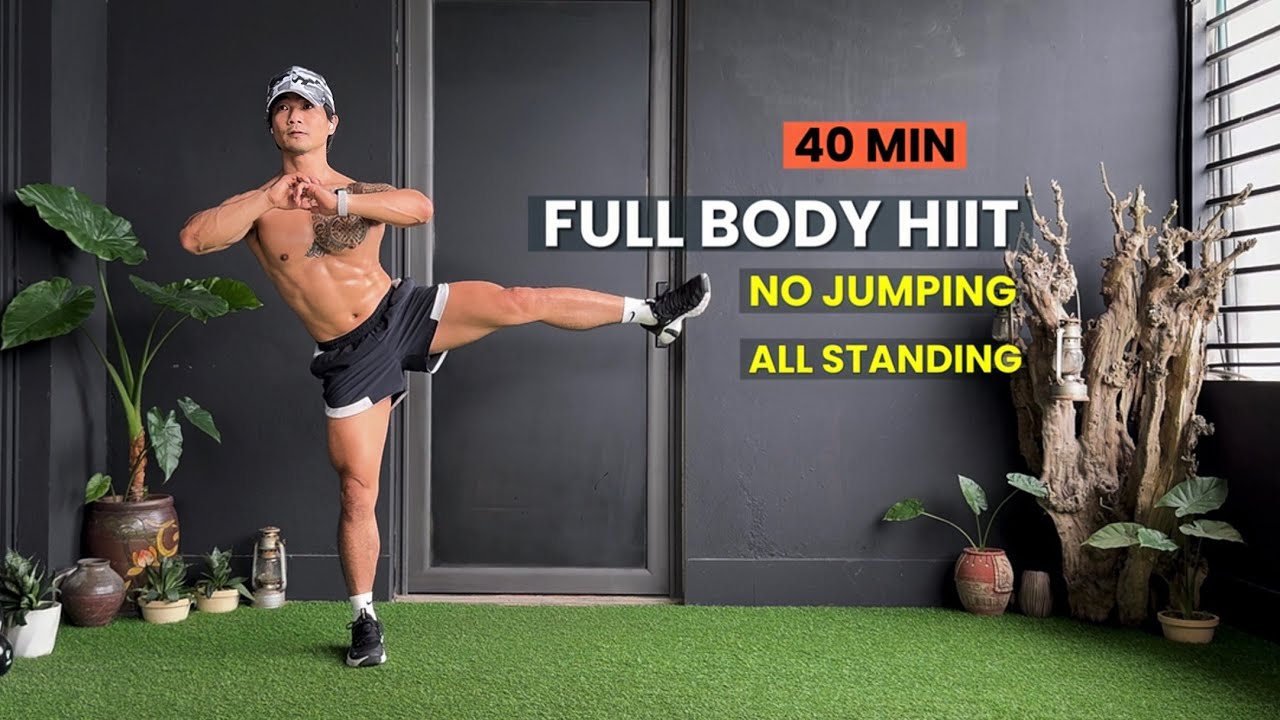40 Min NO JUMPING FULL BODY HIIT WORKOUT | ALL STANDING - No Equipment ...