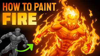 How To Draw FIRE ft. The Human Torch from THE FANTSTIC FOUR | Beginner Digital Art Tutorial