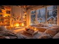 Winter Night in Cozy Cabin Ambience ❄️ Cozy Winter Fireplace Ambience with Relaxing Piano Music