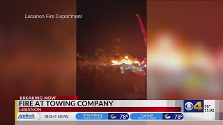Vehicles on fire at Lebanon towing business