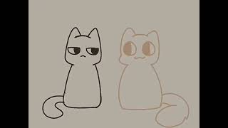 two cats share romantic affection (kiss) animation HD Resimi