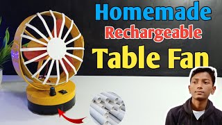 How To Make Rechargeable table fan At Home | Rechargeable Table fan कैसे बनाये |Raja Technical India