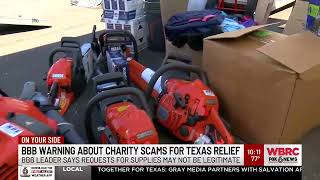 Better Business Bureau warning about charity scams for Texas relief