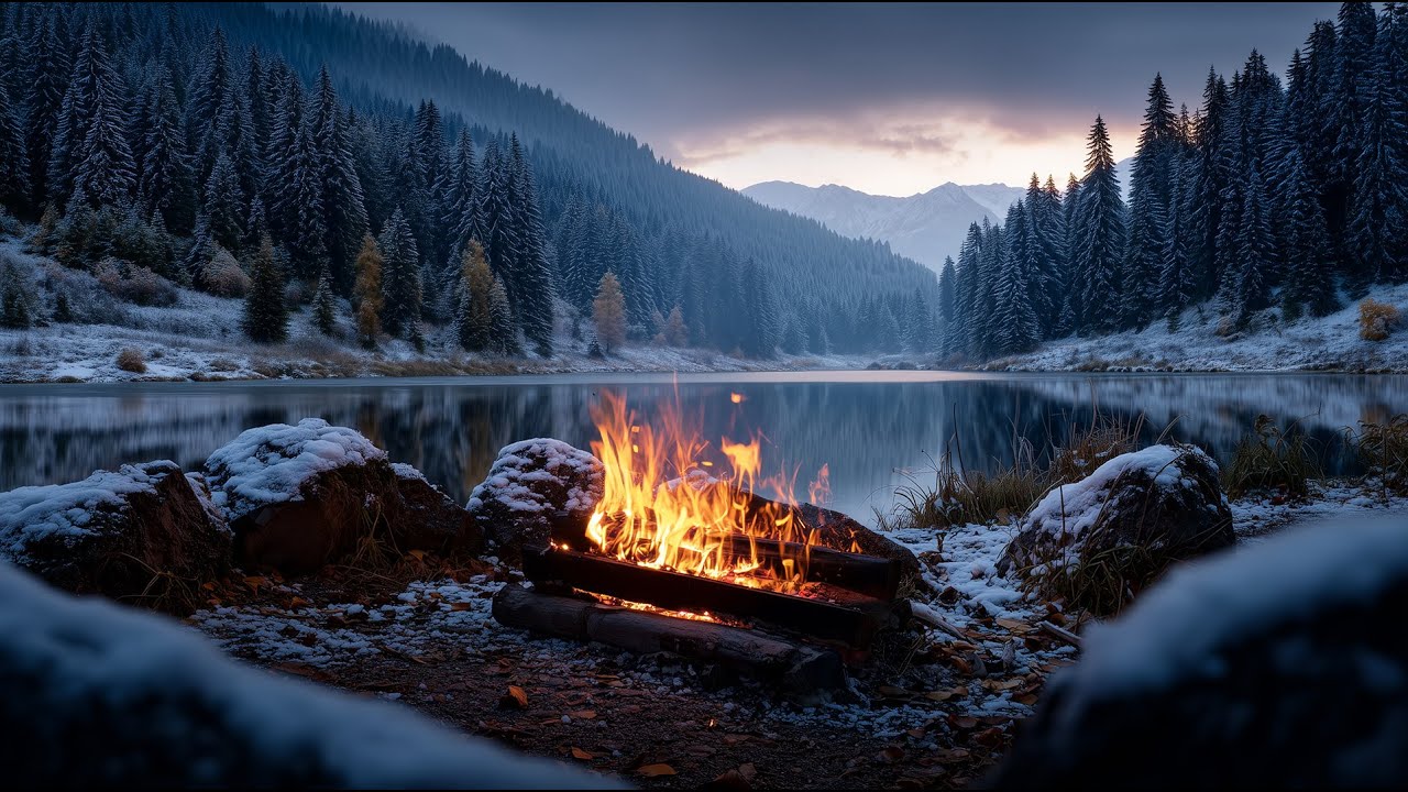 ❄️🔥 You’re Sitting by a Campfire in a Silent Winter Forest