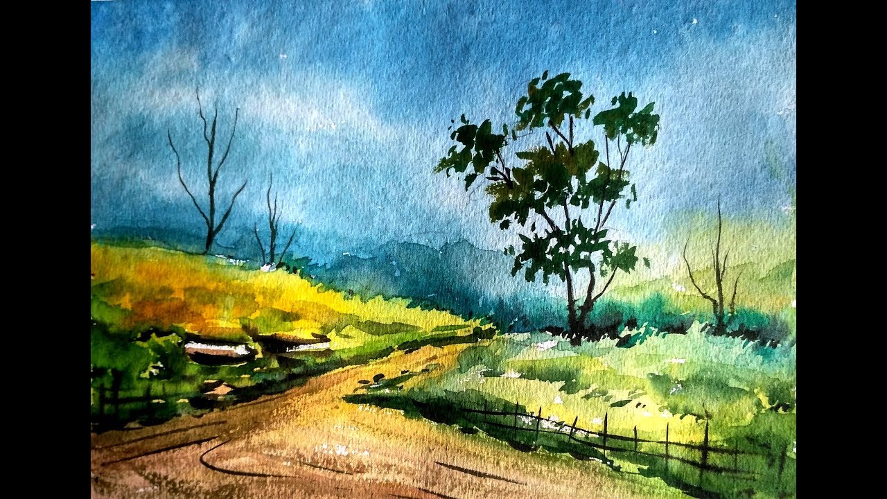 Simple Watercolor Landscape Painting for Beginners | Paint ...