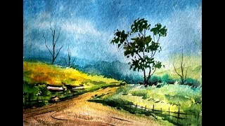 beginner simple watercolor landscape paintings