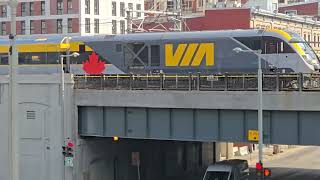 MANY TRAINS Parade of EXO ALP45DP and Via Rau Venture Trainsets at the CN Central Station Viadct