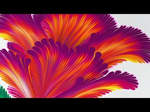 (283) Chain pull technique _ New style flower _ Acrylic Pouring _ Fluid ...