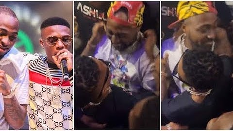 Davido and Wizkid hug each other at night club in Lagos