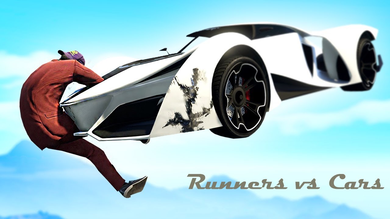 Runners Vs Cars Lets Smash GTA V Stunt Race Darkside Gaming 