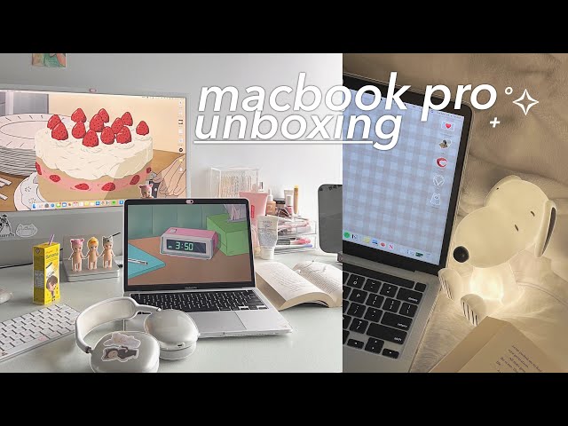 macbook pro m2 unboxing 🍰✨  | accessories, touchbar customization + desk setup