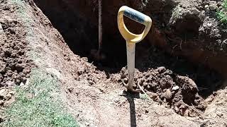 Digging up and repairing a main sewer line