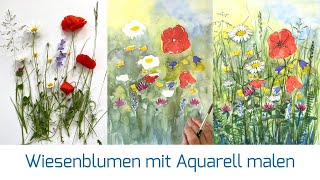 Wiesenblumen mit Aquarell malen für Anfänger mit Grundkenntnissen