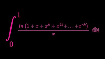 Monster Integral of ln(1+x+x^k+x^2k+ ...+x^nk)/x dx from 0 to 1