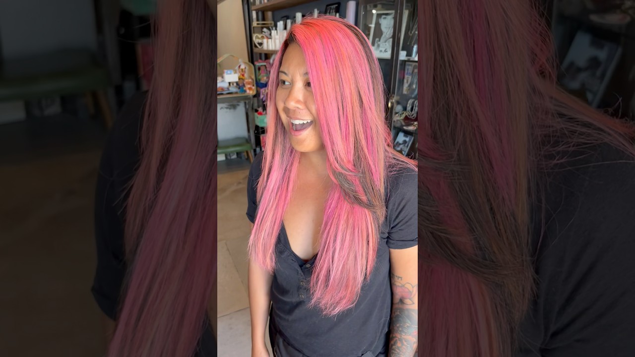Phase 3 hair transformation to neon pink! #haircolorchange #lifeofamusician