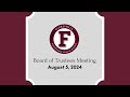 FISD Board of Trustees Meeting August 5, 2024